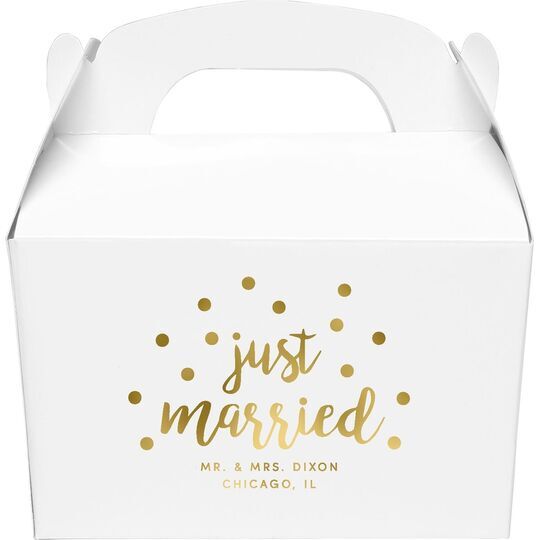 Confetti Dots Just Married Gable Favor Boxes